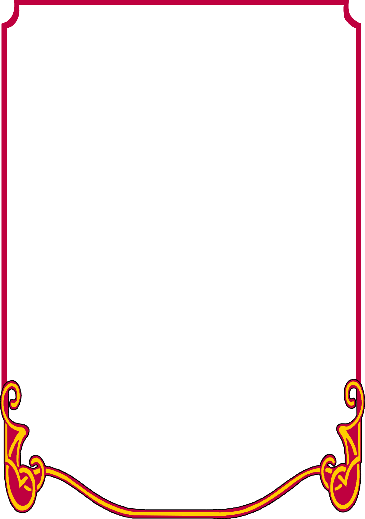 Red and Yellow Decorative Frame Clipart with Scroll Design
