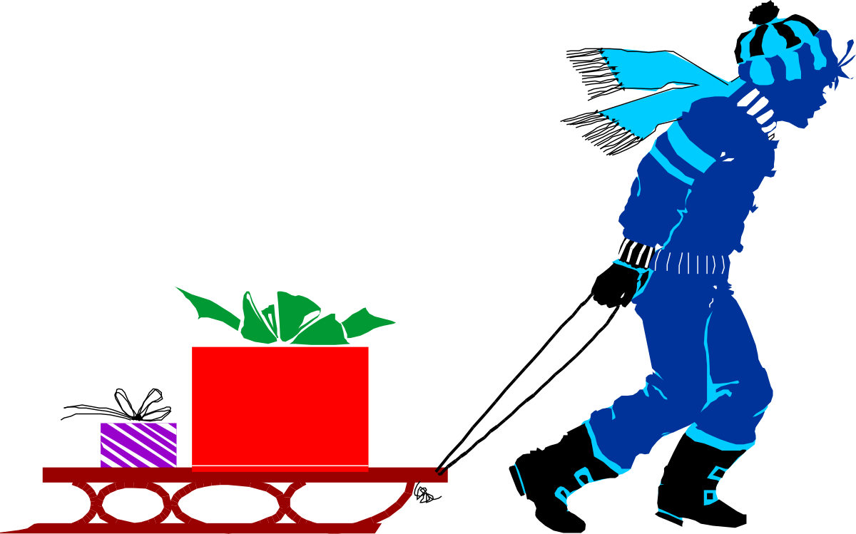 Christmas Present Clipart: Businessman in Suit with Holiday Gift