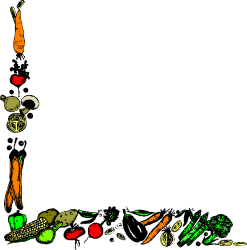 Vegetables Clipart: Vibrant Borders and Corners on Black Background