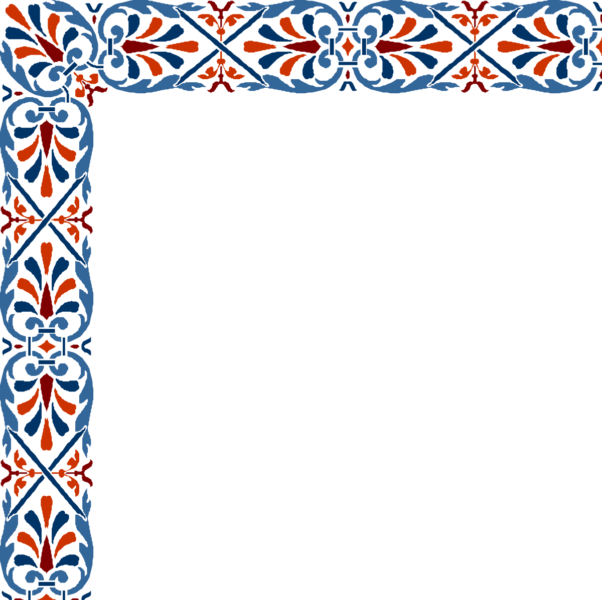 Blue and Red Frame with Pattern - Decorative Borders and Corners Clipart