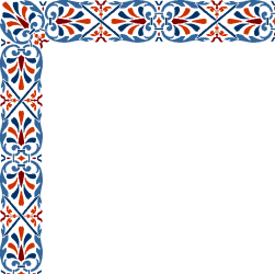 Blue and Red Frame with Pattern - Decorative Borders and Corners Clipart