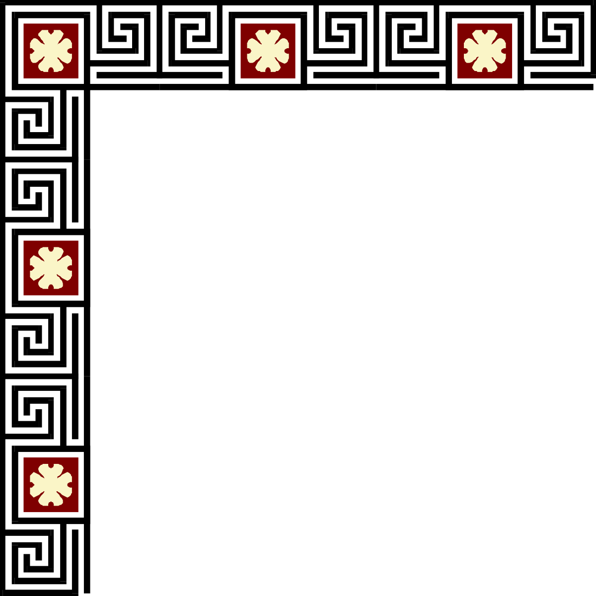 Red and White Square Clipart with Four Leaves - Perfect for Borders and Corners
