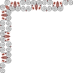 Black Background with Red Leaves Clipart - Elegant Borders and Corners Design