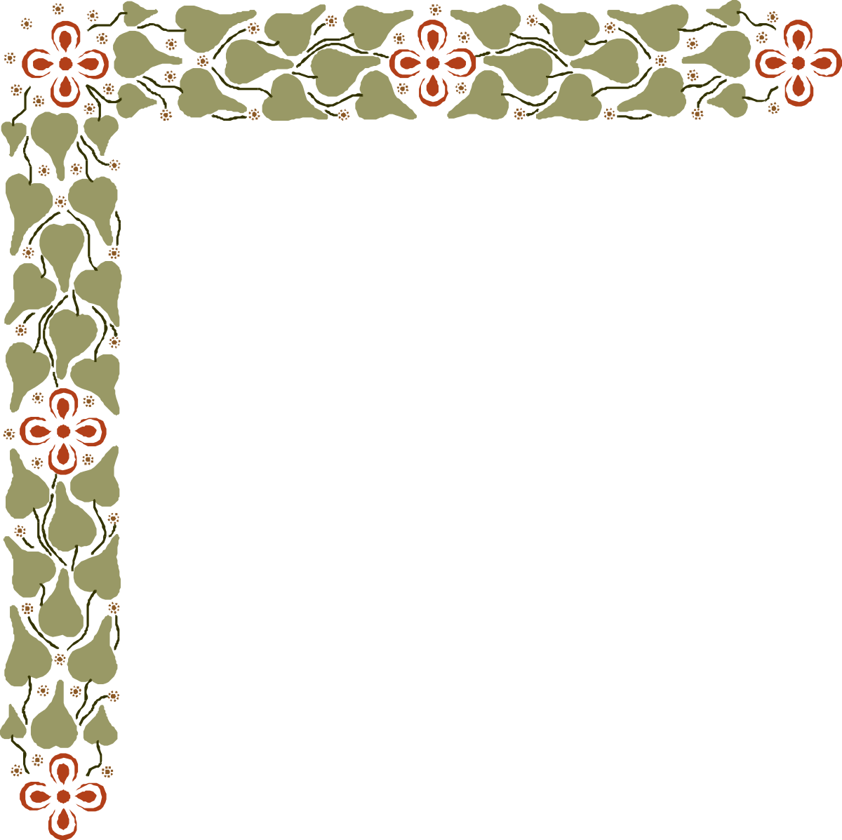 Floral Pattern Square Frame Clipart - Elegant Borders and Corners Design