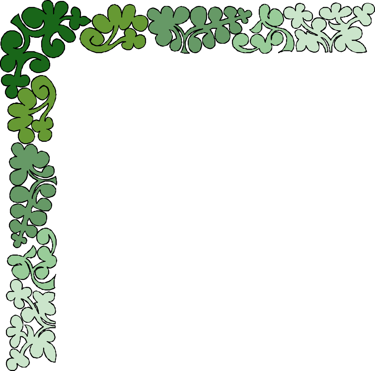 Green Shamrock Borders and Corners Clipart for Creative Designs