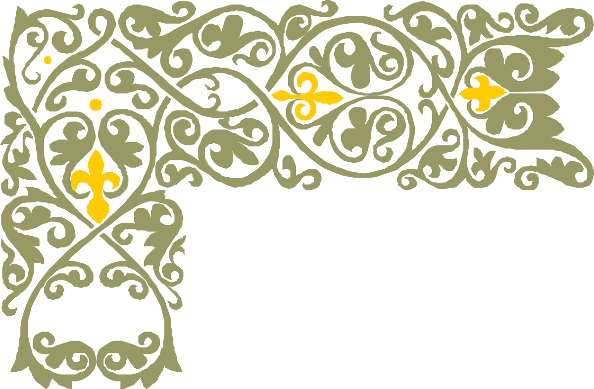 Black and Yellow Floral Design Borders and Corners Clipart