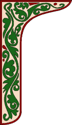 Stylish Green and Red Letter P Clipart with Decorative Borders and Corners