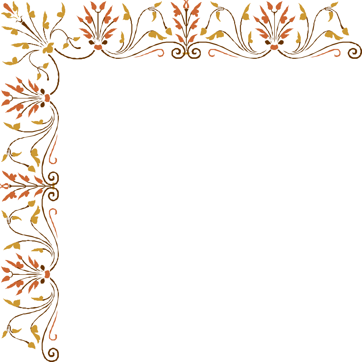 Elegant Gold and Orange Borders and Corners Clipart on Black Background