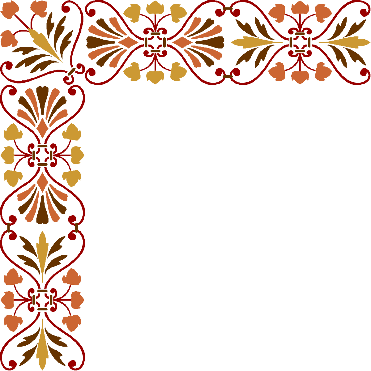 Floral Frame Clipart: Red and Brown Decorative Borders and Corners