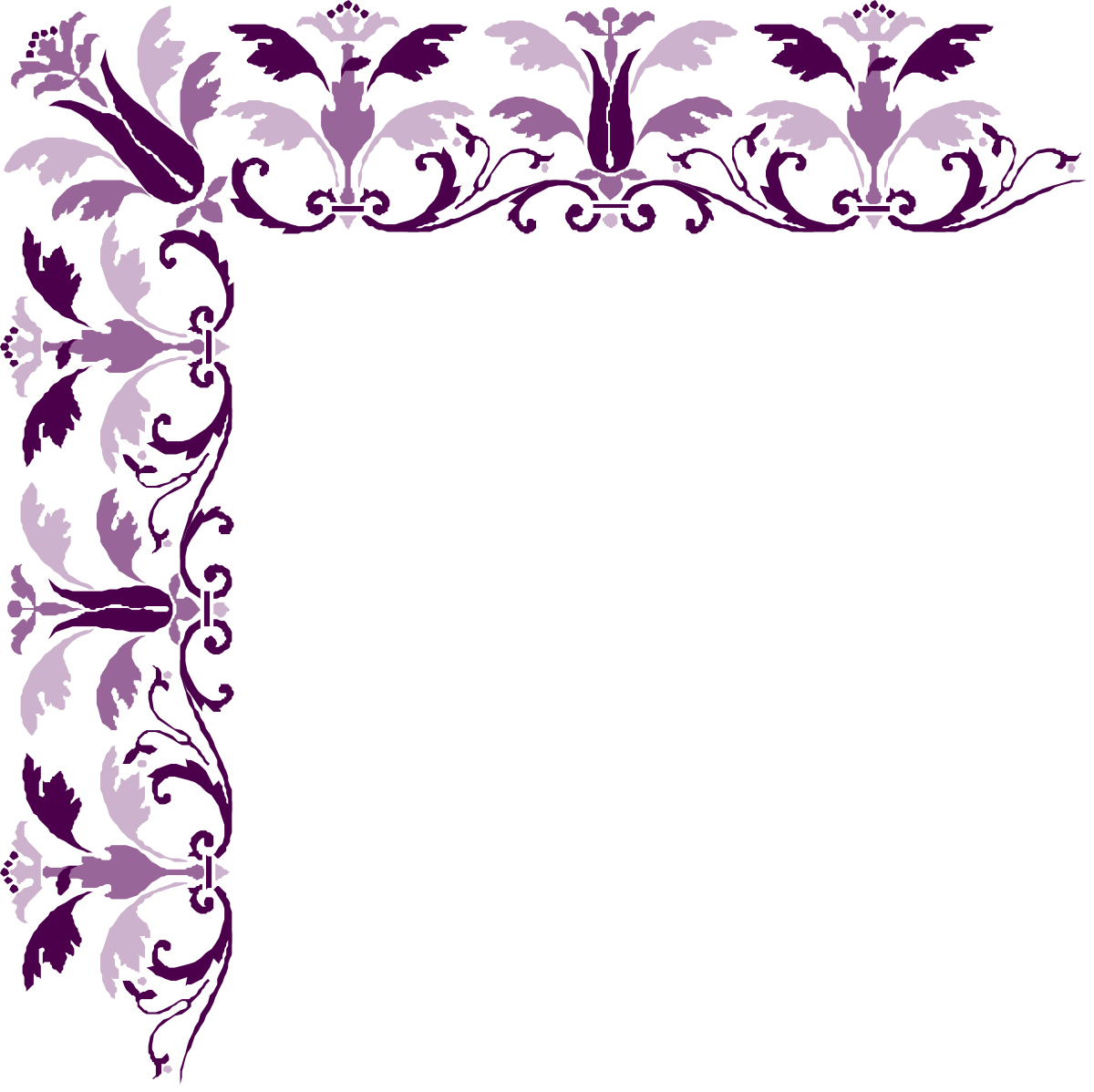 Purple and White Floral Frame Clipart - Elegant Borders and Corners Design