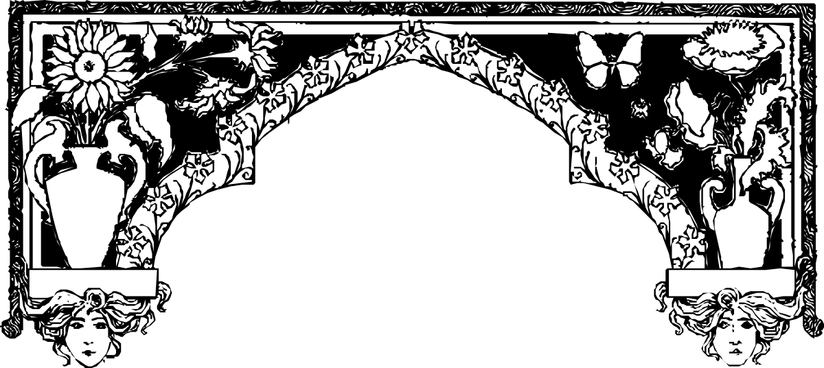 a black and white drawing of a floral arch clip art png transparent Floral Arch Clipart - Elegant Black and White Design for Creative Projects