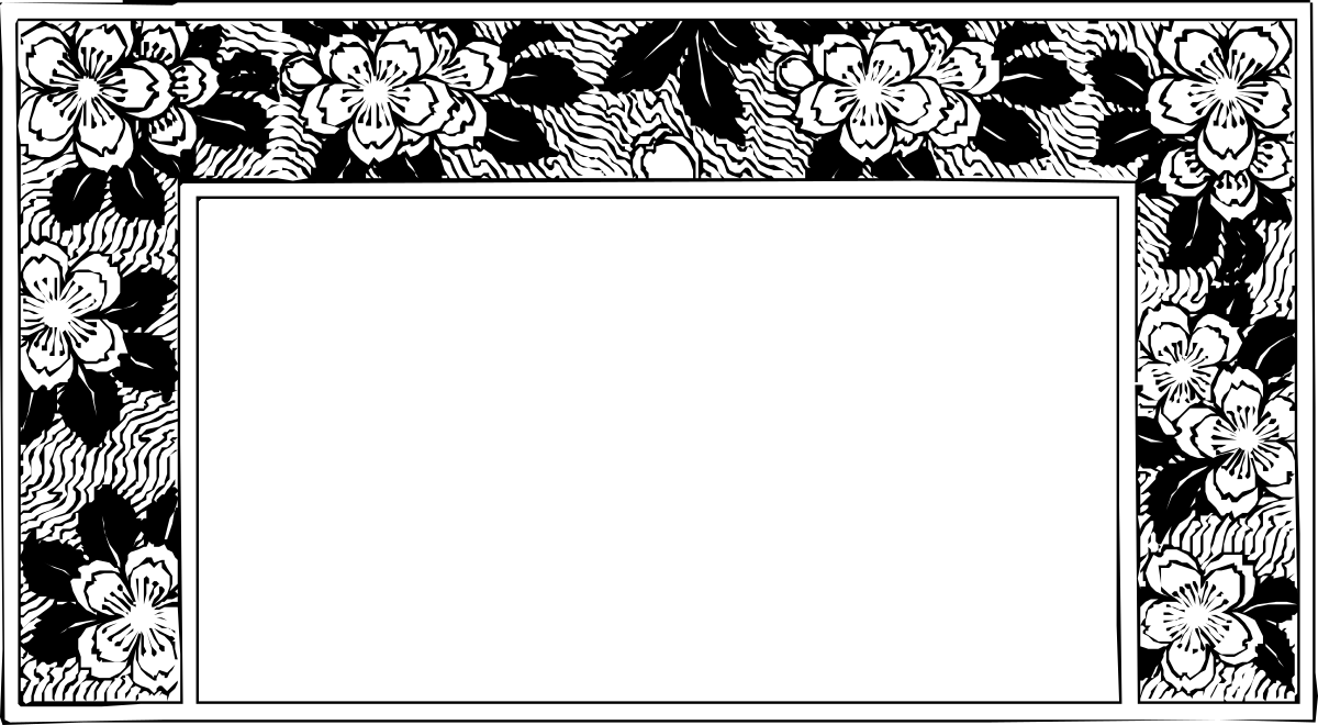 Black and White Floral Frame Clipart - Elegant Border Design