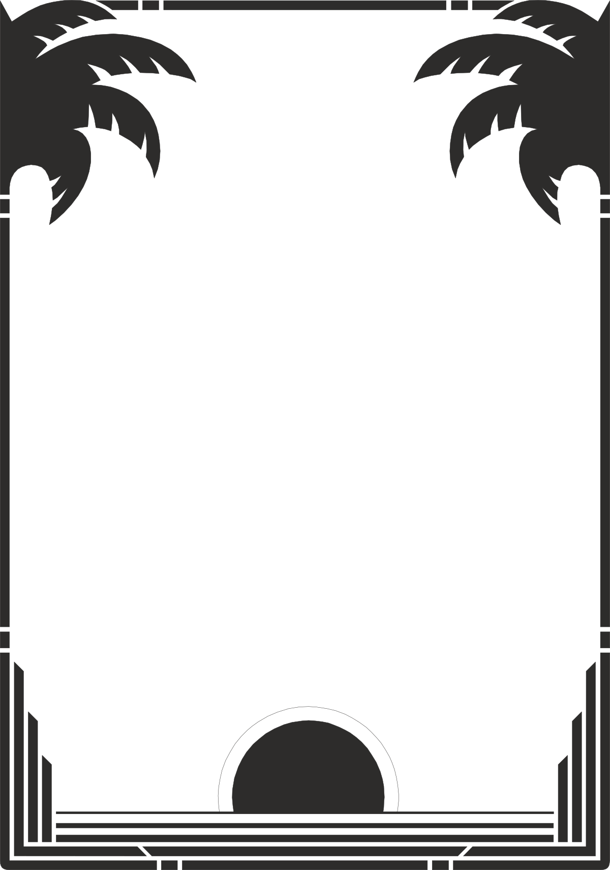 a black and white palm tree frame clip art png transparent Black and White Palm Tree Frame Clipart for Elegant Designs