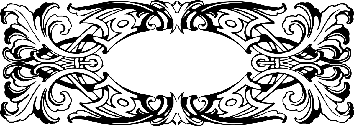 Elegant Black and White Bow Clipart with Decorative Borders and Plants
