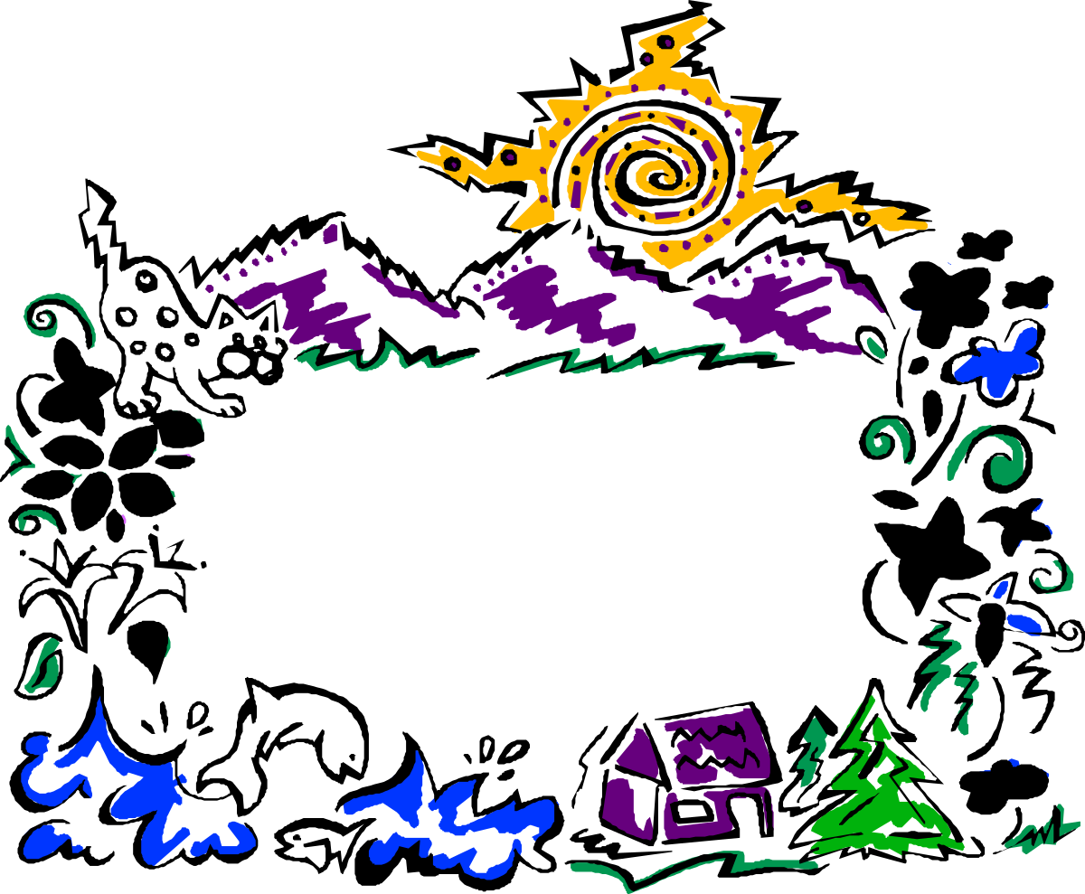 Vibrant Sun and Playful Animals Clipart - Bright Borders for Creative Projects