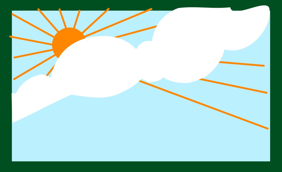 White Cloud with Orange Rays Clipart - Bright and Cheerful Design