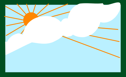 White Cloud with Orange Rays Clipart - Bright and Cheerful Design