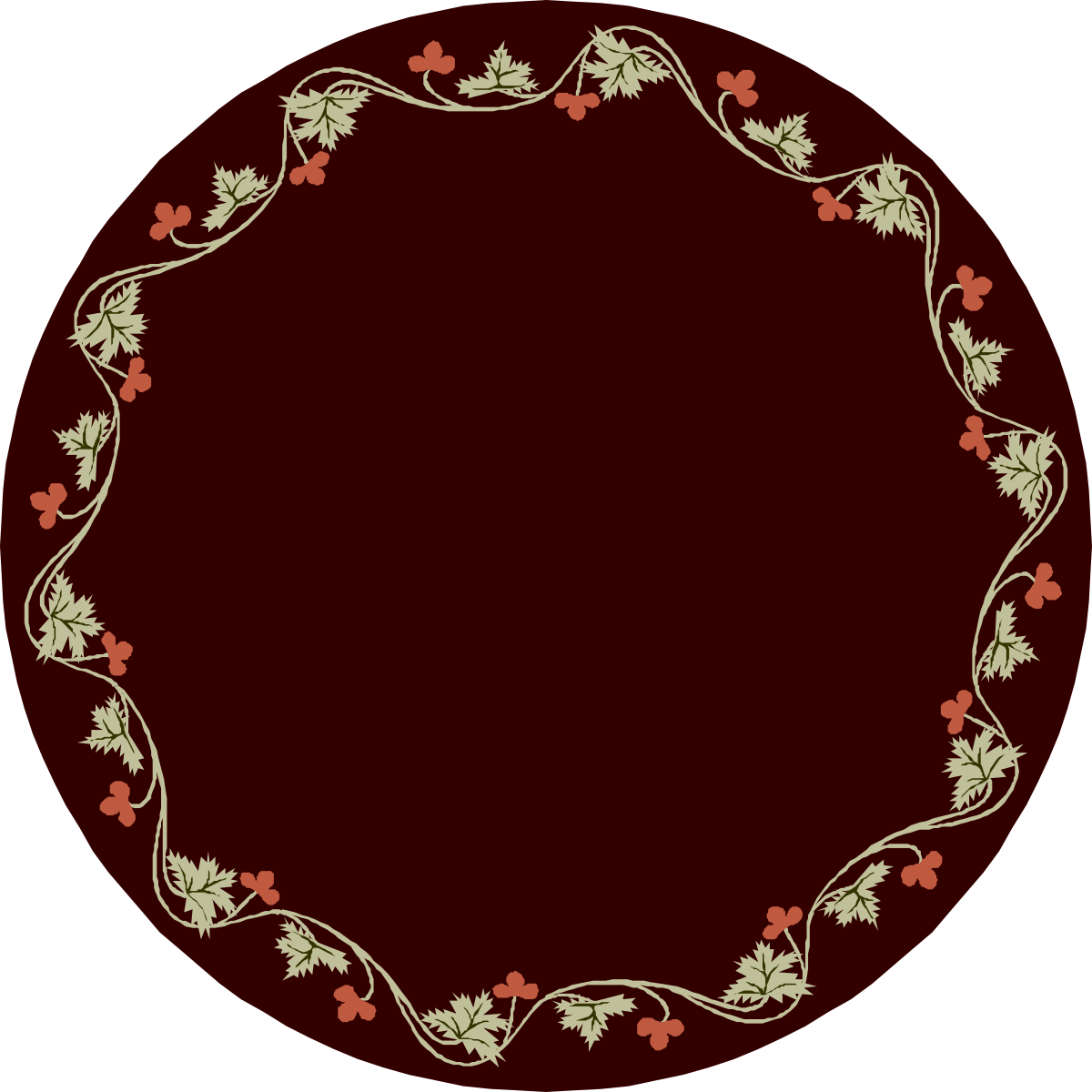 a circular frame with a red background and green leaves clip art png transparent Circular Frame with Red Background and Green Leaves Clipart