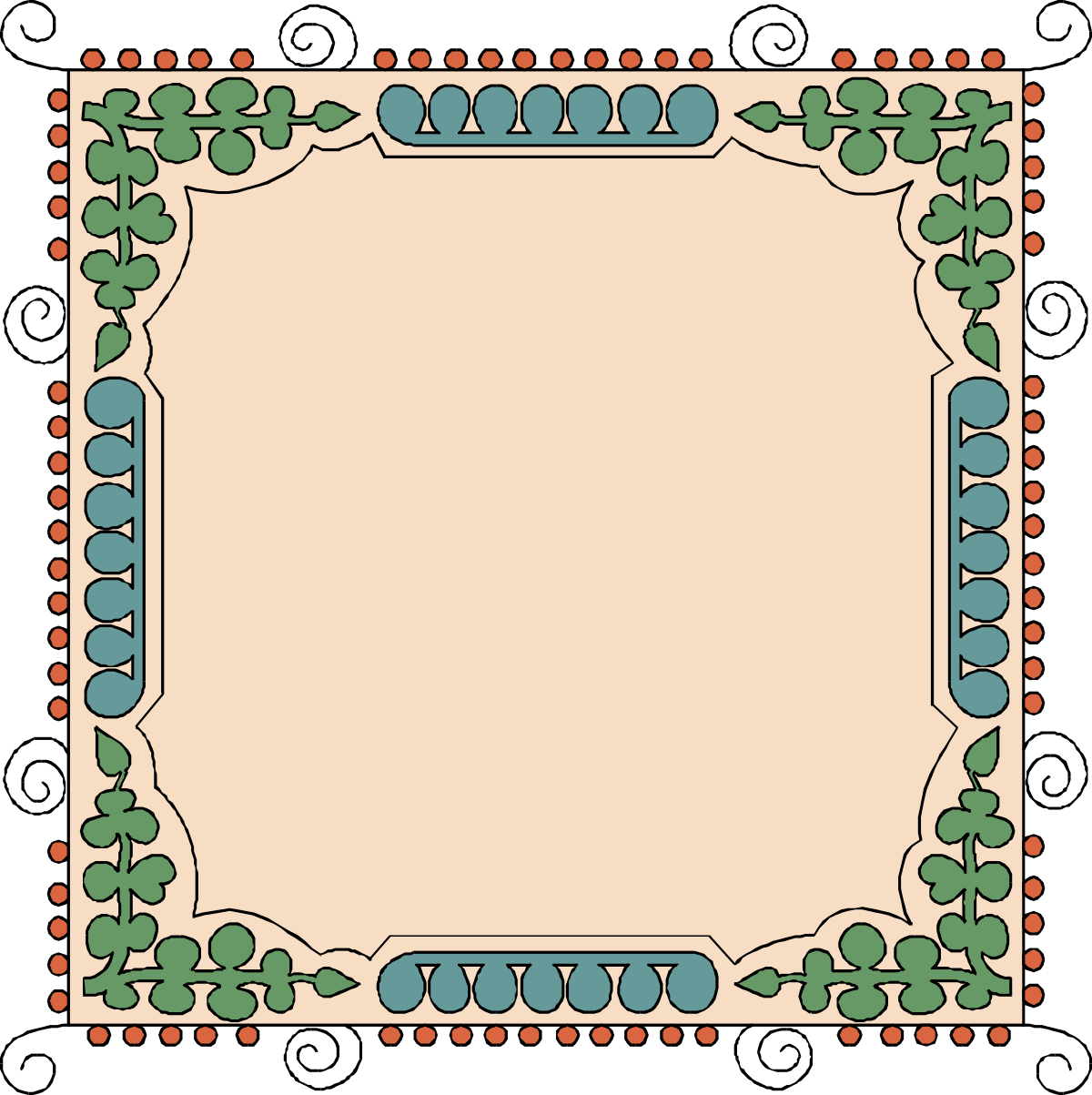 Elegant Square Frame with Decorative Borders - Clipart Collection