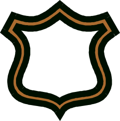 Green and Orange Shield with Brown Border Clipart