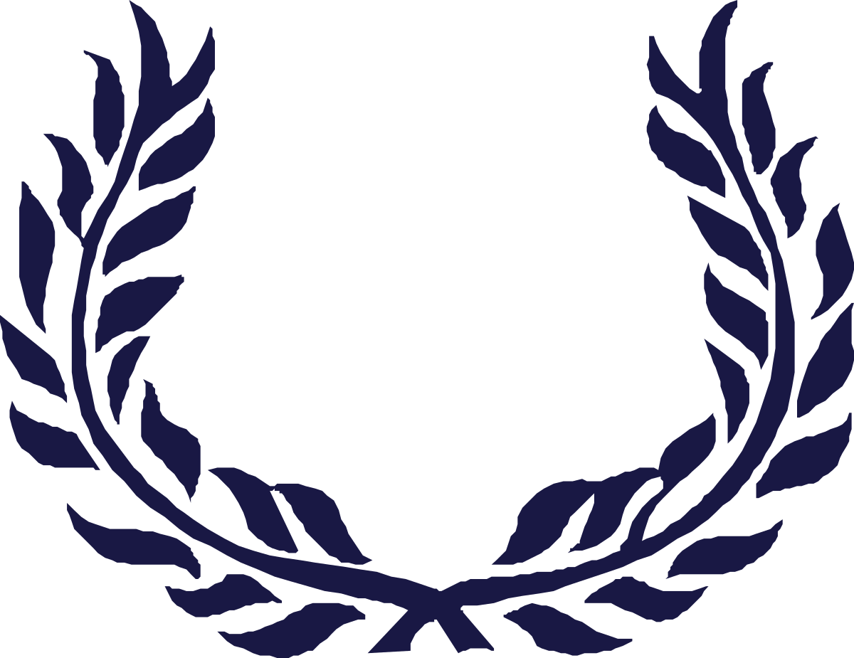 Laureled Wreath Clipart on Blue Background - Elegant Borders and Plants