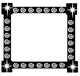 Square Frame Clipart with Whimsical Swirls and Stars
