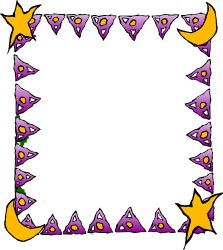 Purple and Yellow Frame with Stars on Black Background Clipart