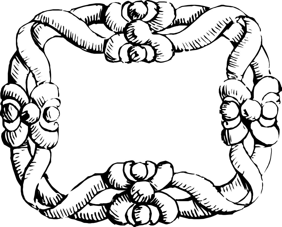 a black and white image of a wreath of flowers clip art png transparent Black and White Flower Wreath Clipart - Elegant Borders and Plants Design