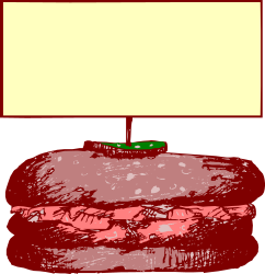 Big Hamburger with Blank Sign Clipart for Business Borders