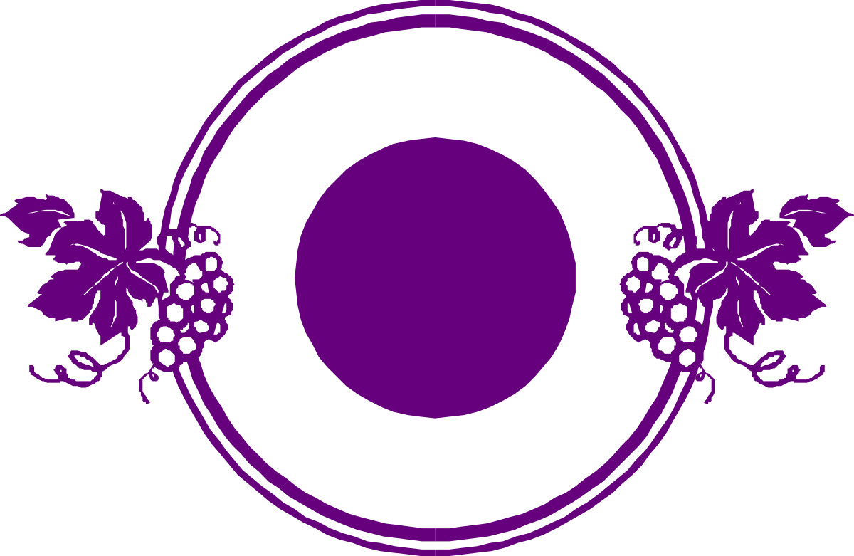 Purple Oval with Grapes and Leaves Clipart - Elegant Borders for Design