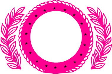 Pink Wreath Clipart with Stars and Leaves for Creative Designs