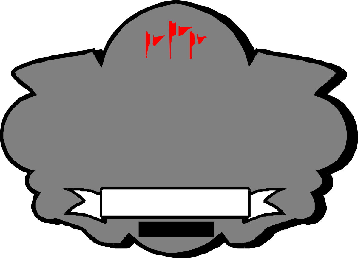 Cloud Clipart with Red Ribbon - Monochrome Style