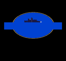 Blue Circle with White Outline on Black Background - Business Borders Clipart