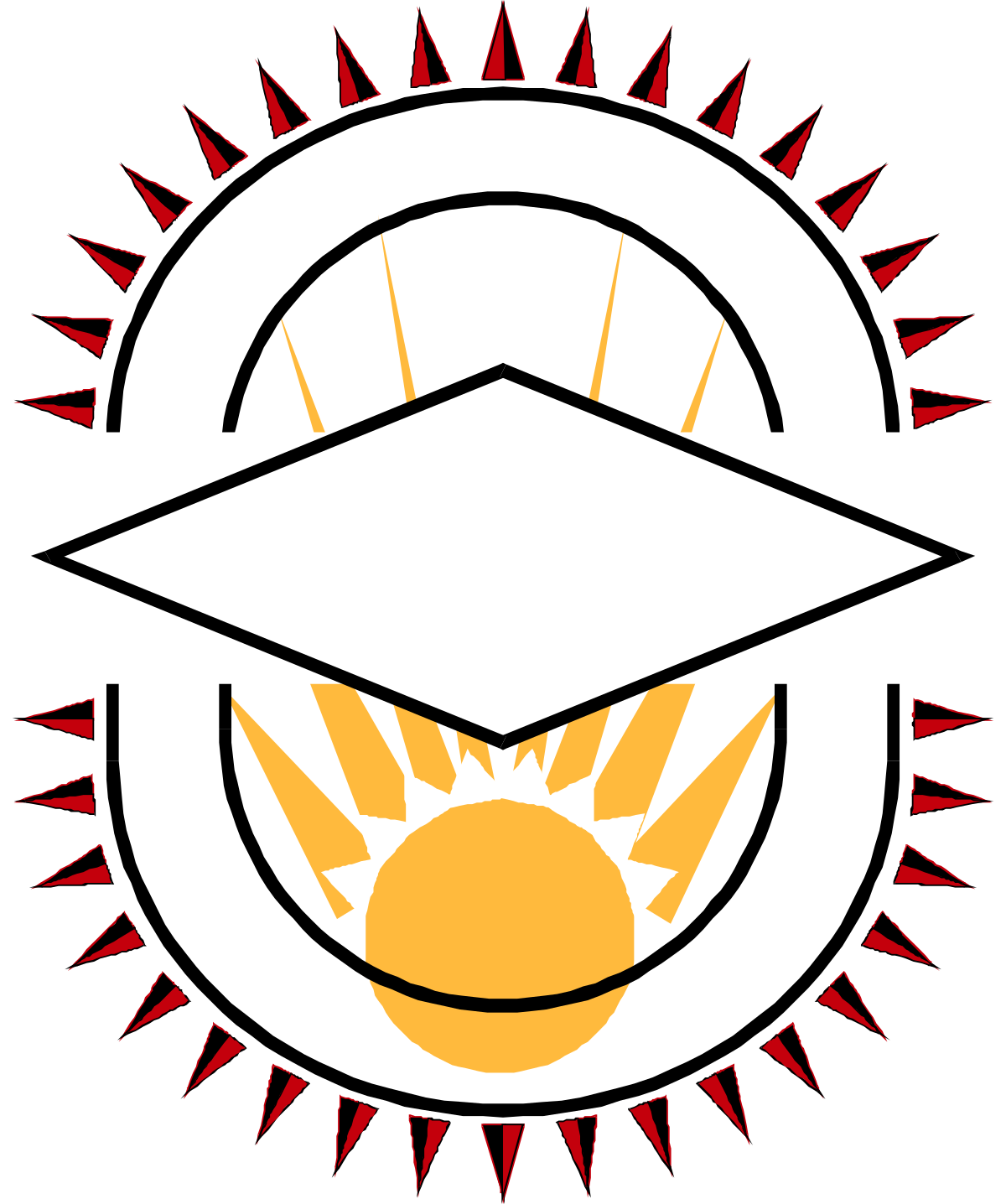 a white and red graduation cap with a black background clip art png transparent Graduation Cap Clipart: White and Red Design on Black Background