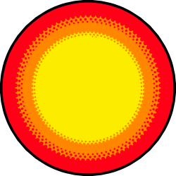 Red Circle with Yellow Dots Clipart - Vibrant Graphics for Creative Projects