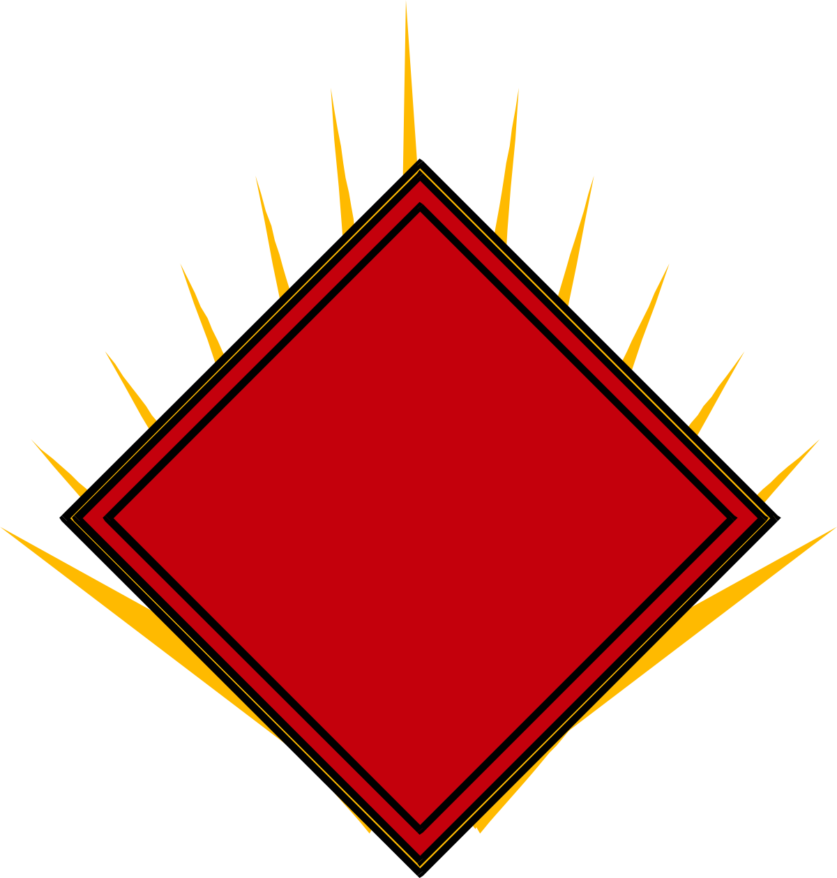 Red Diamond Clipart with Yellow Rays - Eye-Catching Graphic Element