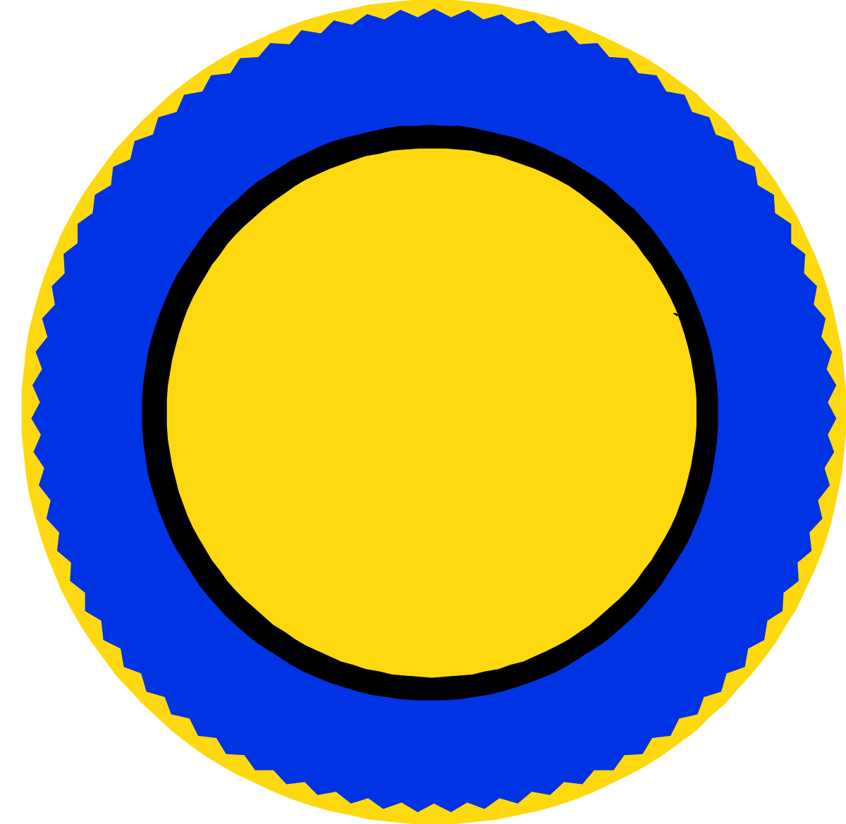 Blue and Yellow Circle with White Border Clipart - Vibrant Graphic Design
