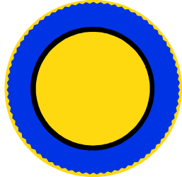 Blue and Yellow Circle with White Border Clipart - Vibrant Graphic Design
