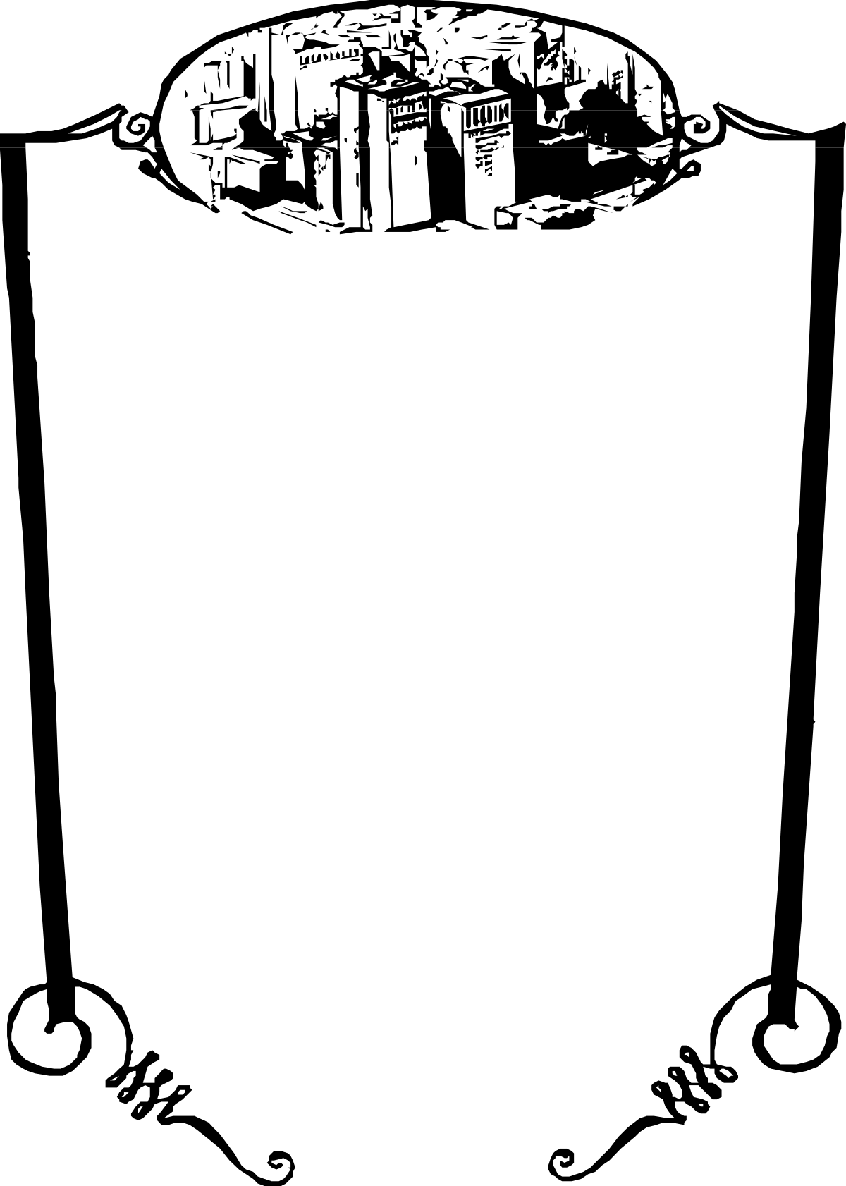 Castle Clipart - Black and White Vintage Illustration for Creative Projects