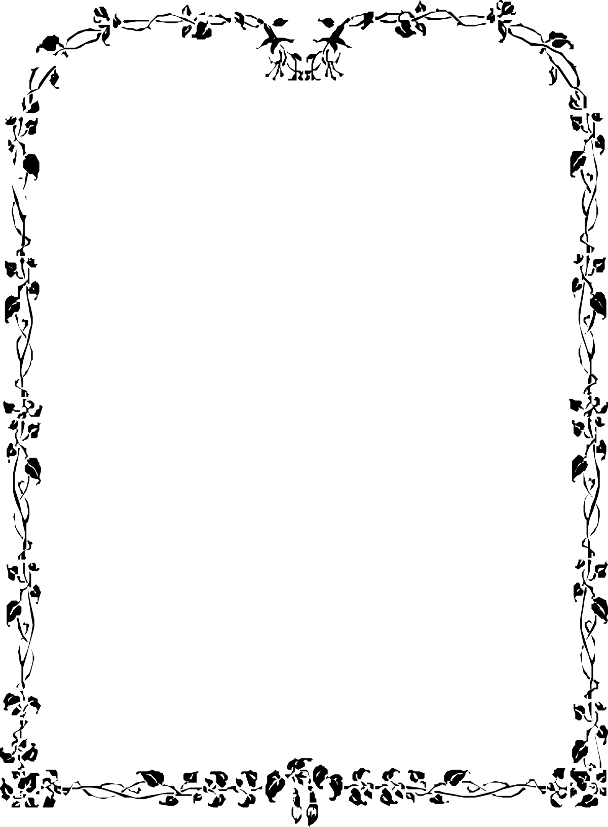 Black and White Suit Man Clipart - Elegant Borders and Plant Themes