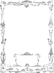 Black and White Face Clipart with Decorative Borders and Plants