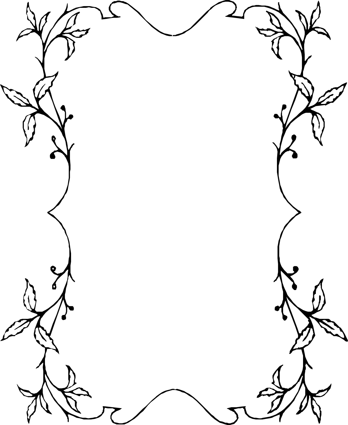 Black and White Butterfly Frame Clipart - Elegant Borders with Plants