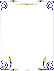 Elegant Blue Frame with Golden Border Clipart for Floral Designs
