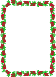 Red Rose Border with Green Leaves - Elegant Floral Clipart