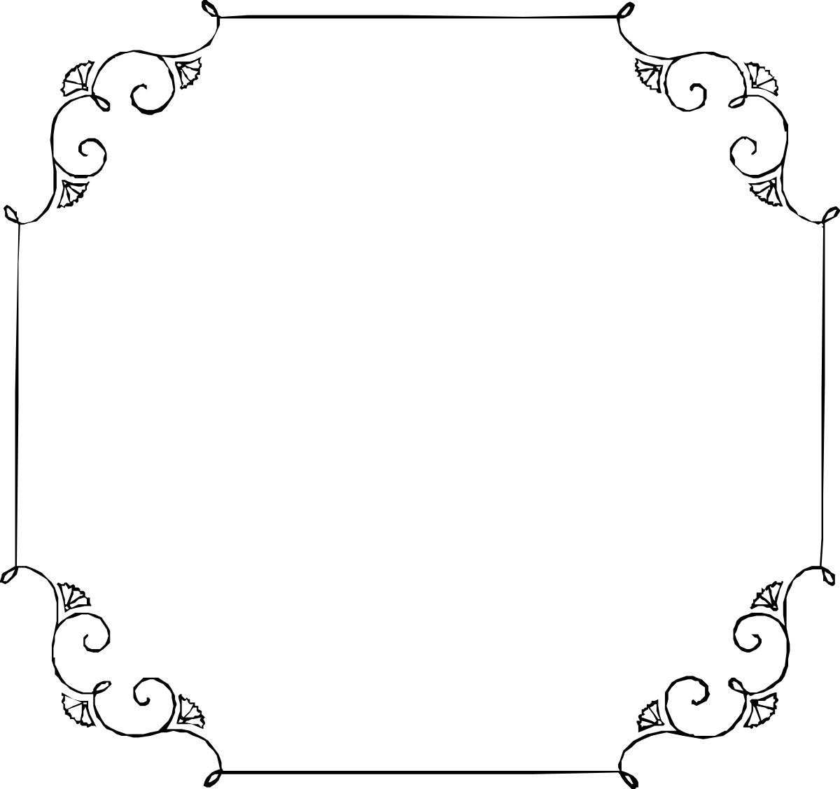 Flower Design Black and White Frame Clipart for Elegant Borders