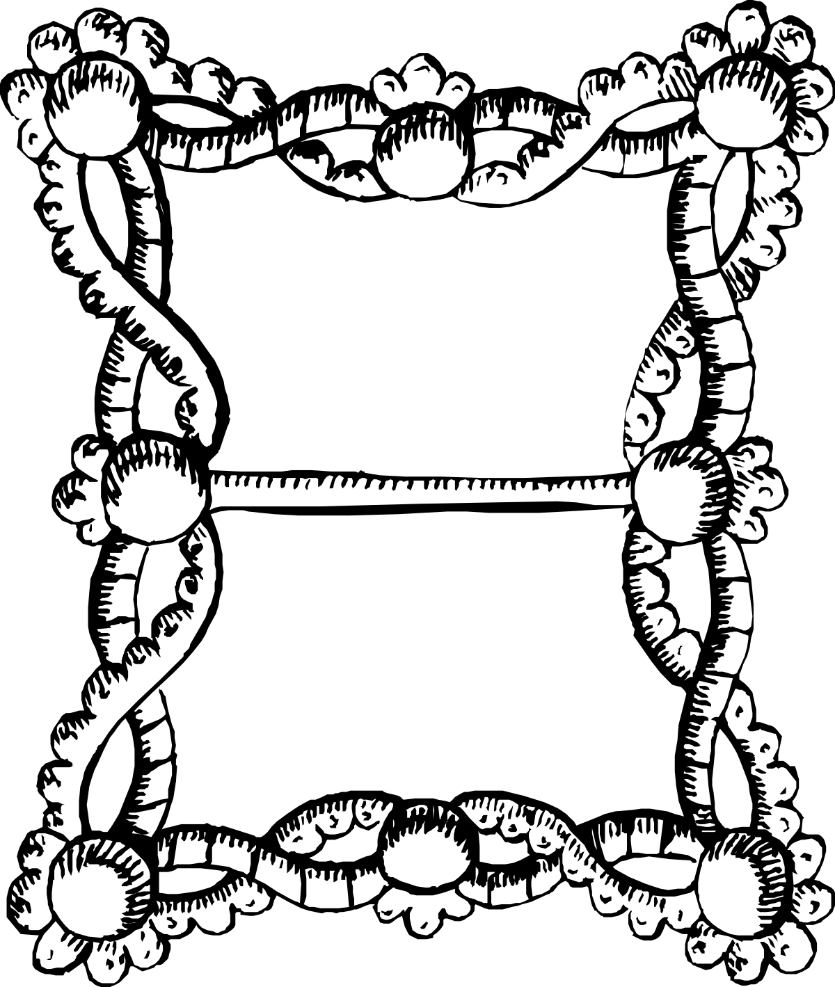 a black and white drawing of a frame with cats clip art png transparent Black and White Cat Frame Clipart - Charming Borders for Pet Lovers