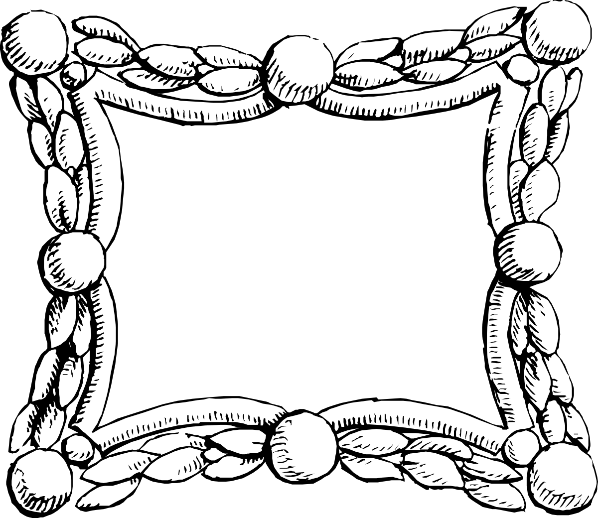Borders and Plants: Stylish Black and White Frame Clipart