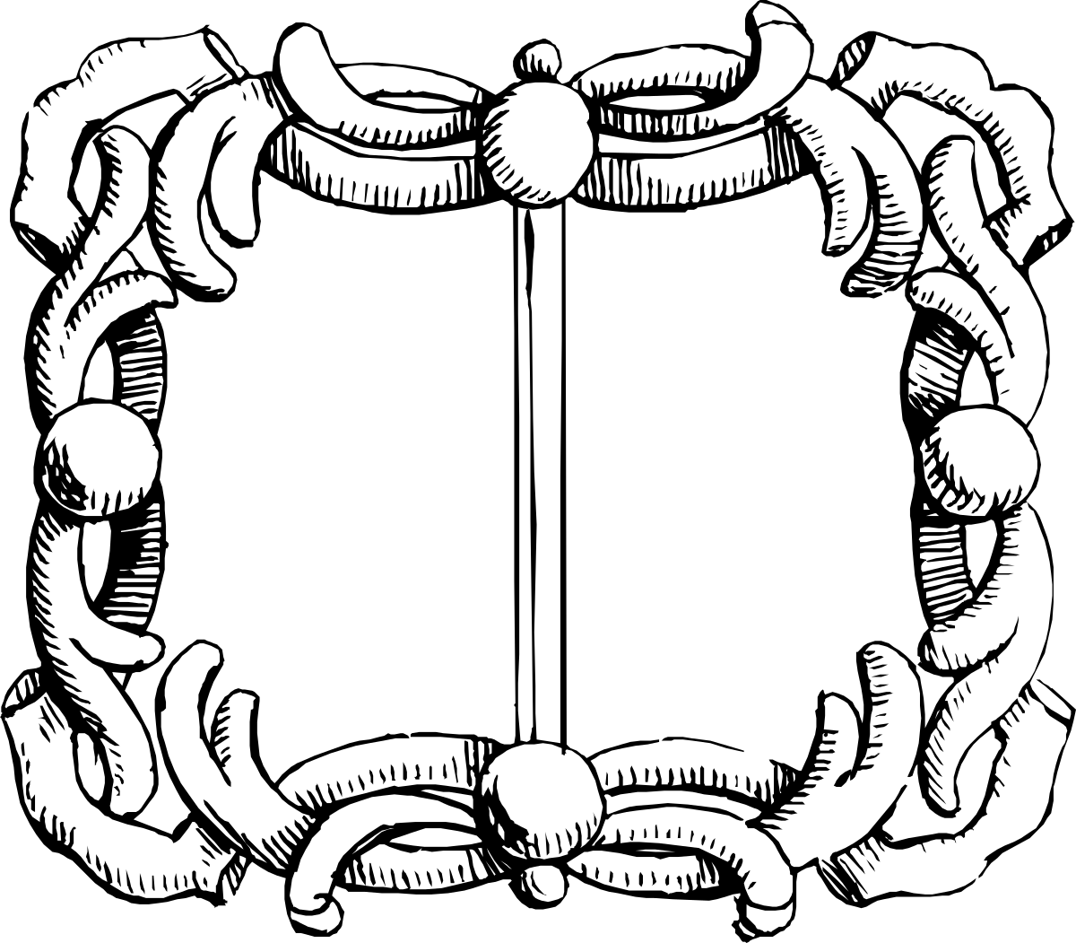 Black and White Book Clipart Drawing - Elegant Border Design
