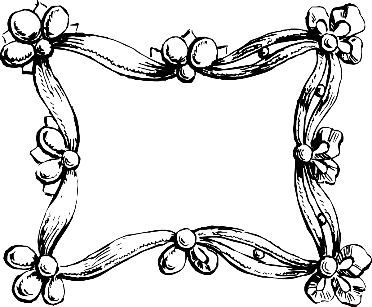 Floral Design Black and White Frame Clipart for Creative Borders