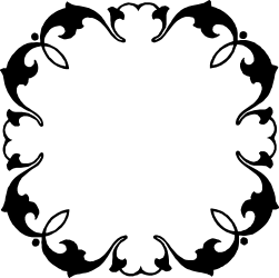 Borders and Plants: Elegant White Circle Clipart on Black Background